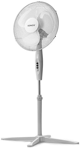 Status IONOS 16 Standing Pedestal Fan, 3 Speed with Adjustable Angle & Height, Powerful Breeze for Home & Office, White (ION16STANDFN1PB)