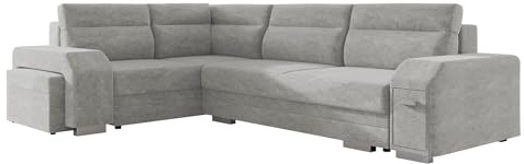 Mirjan24 Ecksofa Alvares, inkl. Polsterhocker und Barfach, Eckcouch mit Bettkasten und Schlaffunktion, Couchgarnitur, Couch, Schlafsofa, Polsterecke (Nazar 225.05, Seite: Links)