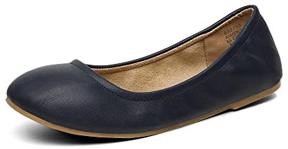 DREAM PAIRS Women's Slip On Round Toe Ballet Flats Pumps Shoes Sole-Fina Navy Size 7 US/ 5 UK