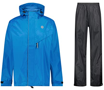 AGU Essential Passat Regenanzug, Regenkleidung Fahrrad Herren & Damen, Wasserdicht & Reflektierend, 100% Recyceltes Polyester, Unisex - S - Blau