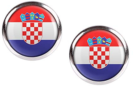 Mylery Ohrstecker Paar mit Motiv Kroatien Zagreb Croatia Flagge silber 12mm