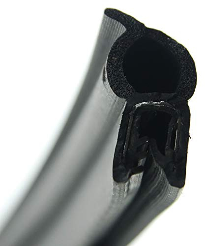 SMI-Dichtungsprofil DO6 für 2-4mm EPDM Moosgummi/Vollgummi mit Stahleinlage selbstklemmend ohne Kleber - Kantenschutz mit Dichtung oben, Kantenschutzdichtprofil für Auto, Kofferraum (1 m)