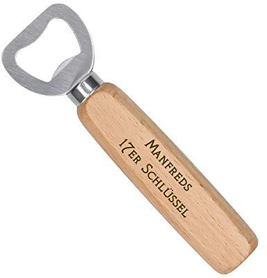 elasto – Holz Flaschenöffner personalisiert mit Gravur – Bieröffner mit Holzgriff – Kapselheber mit Name – Bierflaschenöffner als perfekte Geschenkidee für Papa, Mann, Freund & Opa (138 x 38 x 18 mm)