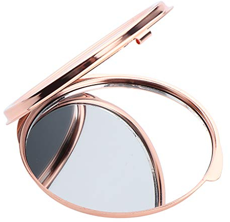 Perfeclan Tragbarer Taschenspiegel Doppelseitig Schminkspiegel Reisespiegel Make-Up Klappspiegel für Unterwegs - Rose Golden