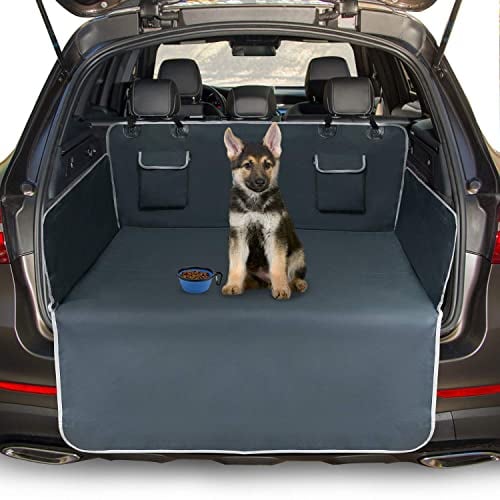 Toozey Kofferraumschutz für Hunde, universell, 2 große Taschen, wasserdicht & rutschfest, 185 x 105 cm, für die meisten Autos, Bonus E-Book, grau