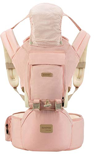 Ergonomische Babytrage mit Hüftsitz, um 360 Grad verstellbar, weich und atmungsaktiv, ganzjährig verwendbar, für Neugeborene und Kleinkinder, zum Wandern, Einkaufen, Reisen