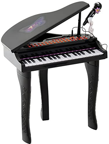 HOMCOM Piano à Queue électronique 37 Touches Multifonctions avec Micro Haut Parleur Noir