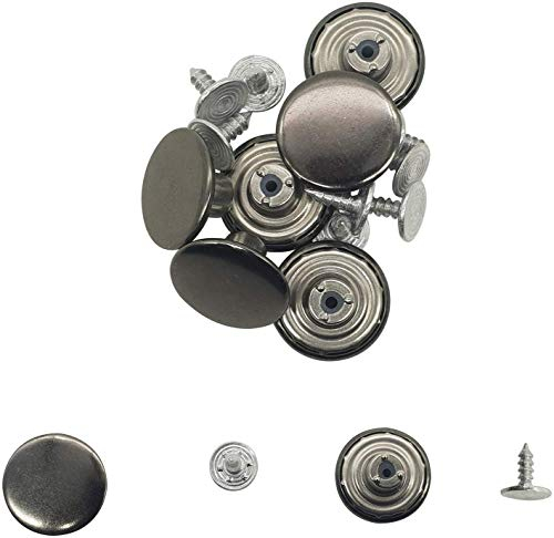 Trimming Shop Jeans Buttons Hammer On Brass Tack Fasteners for Replacement, DIY Denim Jeans, Jackets, Shirts, Skirts, Trousers, Handbags (17mm, Gunmetal, 10pcs)