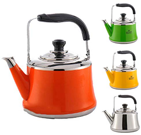 Bouilloire Théière Sifflante Poignée Ergonomique,Pour Cuisinière À Gaz/Cuisinière À Induction/Chauffage Électrique,Orange,1L