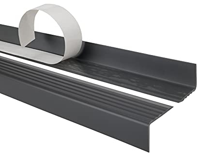 Quest Perfil autoadhesivo para bordes de escaleras 40x25mm ND – Protector antideslizante de PVC – Gris oscuro, 90cm