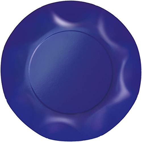 Zeus Party Piatti Grandi Carta Plastificata Tinta Unita con Bordi Ondulati 28cmm (Blu Cina)