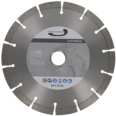 PRODIAMANT Diamant Trennscheibe 180 x 22,2 mm 10mm Profi Diamant Segment für Beton, Stein, Ziegel, universal