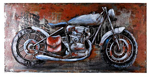 Metallbild Motorcycle 3D Wandbild Unikat Relief Bild Motorrad Motiv Handmade 140x70 cm