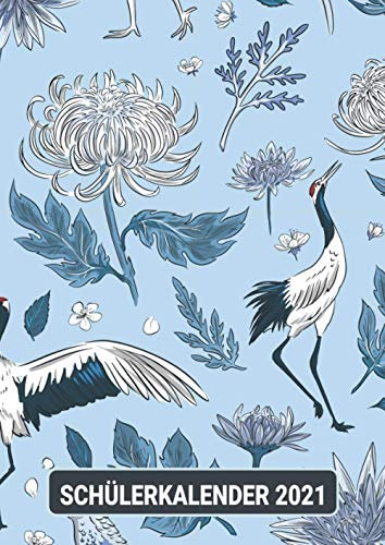 Schülerkalender 2021: Vogel China Kranich / Wochenplaner zum notieren, organisieren und planen DIN A4. Kalender / Terminkalender / Monats- / Tagesübersicht / Kontakt- / Geburtstags listen