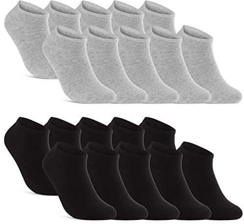 10 | 20 | 30 Paar Sneaker Socken Herren Damen Schwarz Weiß Grau Baumwolle 16900 (10x Schwarz + 10x Grau 35-38)