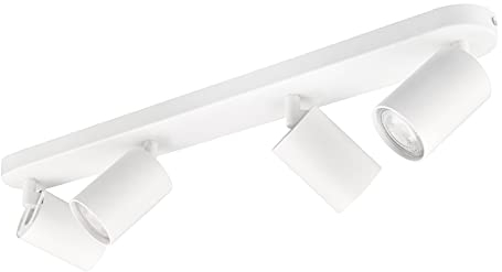 KYOTECH Weiss 4-flammige Spotlampe LED Deckenleuchte Weiß matt Spot drehbar und schwenkbar Spotleuchte Deckenstrahler für 4x GU10 Leuchtmittel Deckenlampe ohne Leuchtmittel