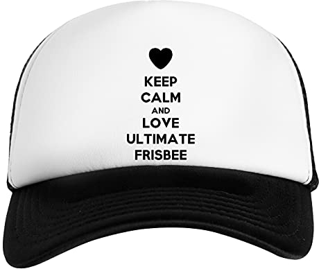 Keep Calm and Love Ultimate Frisbee Weiß Schwarz Unisex Kinder Baseball Cap Kids White Black