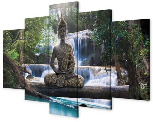 B&D XXL - Akustikbild 225x112 cm Bilder mit Akustikschaumstoff Hochleistungsschallabsorber Schallschutz Leinwandbild XXL 5 tlg Wandbild c-A-0021-b-n