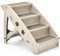 Maxmass Folding Dog Steps, Portable Pet Stairs with Non-slip Footpads, Comfortable Felt and Adorable Pattern, Access Pet Ladder Ramp for High Bed, Couch and Sofa (Beige)