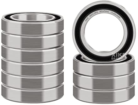 XiKe 6803-2RS Kugellager 17x26x5mm Chromstahl und Vorgeschmiert, 6803RS Rillenkugellager mit Gummi Doppeldichtung, 10er-Packung