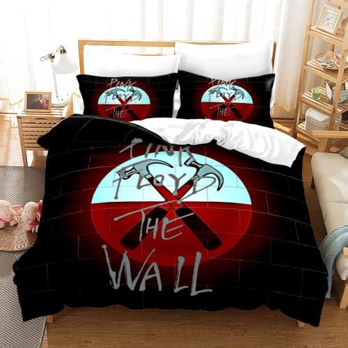 PTNQAZ Pink Floyd Bedding Set UK Rock Band Duvet Cover Comfortable Bedspreads Queen King Size Bedroom Decor (Single,1)