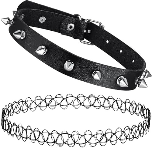 BodyJ4You 2-teiliges Choker-Halsketten-Set, Anhänger, Charm, Einhorn, Regenbogen, Stolz, Herz, Sonne, Schmetterling, 90er-Jahre, Schmuck, Henna-Tattoo, Damen, Mädchen, Teenager, Kinder, Kunststoff,