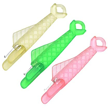 ZEREK Nähnadeleinsatz, Fisch-Nähmaschine, automatischer Nadeleinfädler, grüne Nähkunststoff-Draht-Schlaufe, schnelles Nähen, Einfädler, Nadel, DIY-Werkzeug, für Nähen, Basteln, 1 Stück