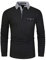 GHYUGR Men's Polo Shirt Long Sleeve Contrasting Plaid Splice Golf Tennis T-Shirt,Black,XXXL