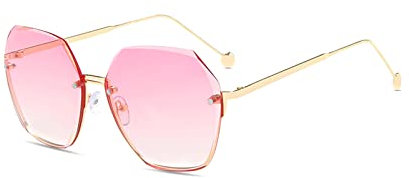 LumiSyne Occhiali Da Sole Donna Oversize Senza Montatura Lente Esagonali Taglio Di Diamanti Montatura Metallo Bicchieri Sfumata Trasparenti UV400 Antiriflesso Parasole Moda Occhiali Outdoor Viaggi