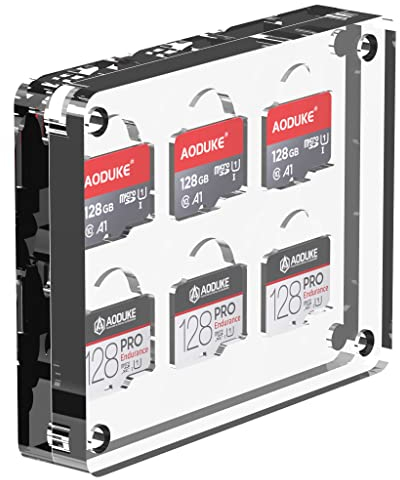 AODUKE Micro-SD-Kartenetui aus transparentem Acryl mit 6 Steckplätzen – TF-Kartenaufbewahrungs-Rack-Manager – modernes Design mit magnetischem Saugschalter – ideal zum Organisieren und Verschenken