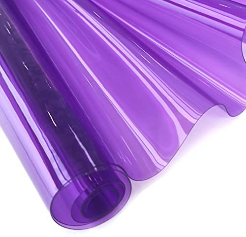 XHT 30 x 135 cm, transparentes PVC-Vinyl, 0,4 mm, Neonfarben, einfarbig, wasserdichter Stoff, super klar, verspiegelte Folienrolle für Handtaschen, Schleifen, DIY-Dekor, Violett