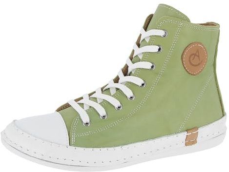 Andrea Conti Damen Stiefelette High Top Sneaker lässig mit Highlights 0025902, Größe:40 EU, Farbe:Grün