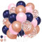 Eitolo Navy Blue and Pink Rose Gold Party Balloons 50 PCs 12 Inch Latex Helium for Kids Girls Women Birthday Gender Reveal Baby Shower Wedding Engagement Bridal Hen Cocktail Decorations
