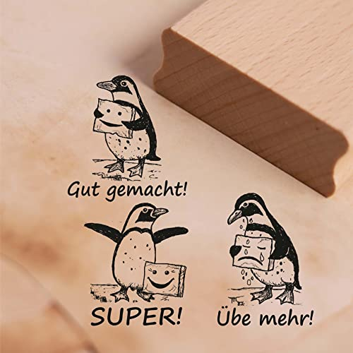 Lehrerstempel Pinguine im Set - 3 Motivstempel mit Spruch für Lehrer und Schule ca. 28 x 28 mm - Pinguin Motiv Natur