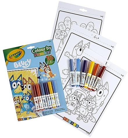 CRAYOLA - Album Colour by Numbers, Livre de Coloriage, Couleur, Kit de peinture par numéros, Bluey, 04-2776G