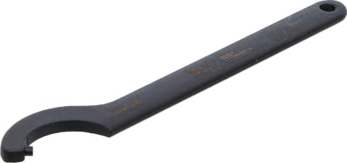 BGS 74213 | Hakenschlüssel mit Zapfen | 34-36 mm | für Kreuzlochmuttern | Zapfendurchmesser 4 mm | Chrom-Vanadium-Stahl | phosphatiert | in Anlehnung an DIN 1810 Form B | mit Aufhängeloch