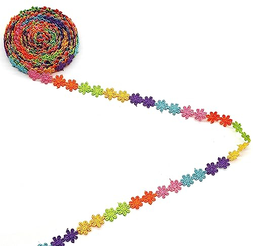5 Yard 15 Mm Blumen Spitzenband Florale Spitzenborte Zierband Zum NäHen Borten Und BäNder Zum NäHen Geschenkband Blumenband Stickerei NäHgüRtel,Kunsthandwerk Dekoration Hochzeit NäH (Flowers B)