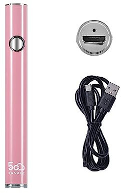 5GVAPE CBD Proheating EVOD EGO Electronic Cigarette Battery,3 Various Voltages(2.7V,3.4V,4.0V),USB Rechargeable Grade-A 350mAh,Fit for all 510 Thread CBD atomizers,No Nicotine, No E Liquid (Pink)
