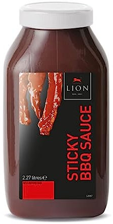 Sticky BBQ Sauce 2.27L. barbecue sauce. Ideal for all occassions. Smooth, dark red/brown in colour, glossy, viscous sauce with visible flecks of spices.