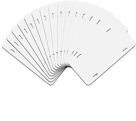 Jowsst 14 Pcs Sublimation Number Plate Blanks Car Sublimation Metal Number Plate Tags White