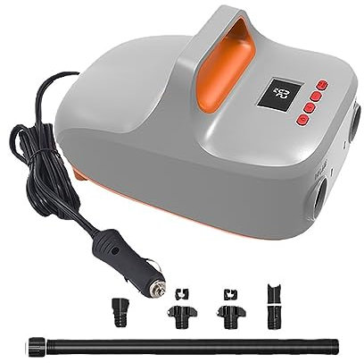 High Pressure Air Pump, 12V DC Portable Rechargeable Electric Air Pump with Inflate and Deflate with 6 Nozzles for Inflatable Stand Up Paddle Board, Kayak, Boat
