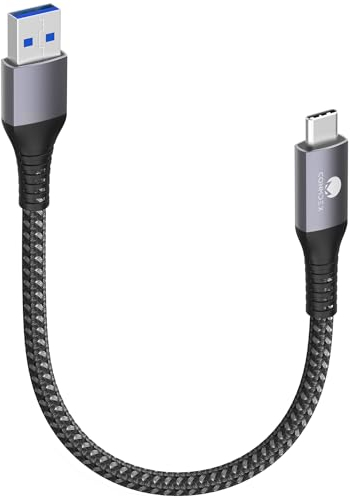 CONMDEX USB C Cable Short 30cm/0.3M 10Gbps Data USB3.1 Gen2 Type C Android Auto Cable QC3.0 3.1A USB A to C Fast Charger for Samsung Note20 Galaxy S24/S23/S22/S21 Z Fold5 Tab S9 Pixel9 OnePlus 11-Grey