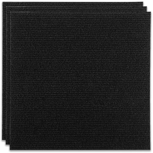 YAYODS 30Pcs Black Carpet Tiles, 30 x 30cm Self Adhesive Carpet Tiles, Anti-Slip Hardwearing Square Carpet Flooring Tiles, Easy to Peel and Stick Carpet Floor Covering for Office Living Room Bedroom