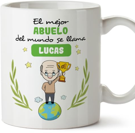 MUGFFINS Tazas Personalizadas para ABUELO - En Español - Eres Mejor del Mundo - 11 oz / 330 ml - Regalo personalizable original y divertido