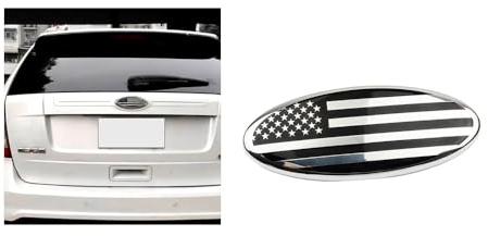 ontto 1 Stück 11.5cm Amerikanische Flagge Frontgrill Hinten Heckklappe Emblem Aufkleber Passt für Ford F150 F250 Explorer Edge Ranger Focus Ecosport Abzeichen Namensschild Emblem Logo Zubehör Silber