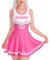 LittleForBig Women Silky Sleeveless Overall Cheer Sissy Bodycon Mini Dress Skirt Rose L