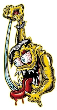 hotrodspirit - Aufkleber Monster mit großer Zunge, Hebel, rechte Hand, selbstklebend, Kustom Kultur, 13 x 7 cm