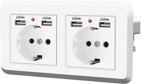 ARCELI Doppelt Steckdose mit USB Unterputz Steckdosen, usb steckdose unterputz, USB Steckdose Max. 5V / 2.1A Wandsteckdose AC220-250V mit 4 USB+2 AC Steckdose, für tablet handy haushaltsgeräte