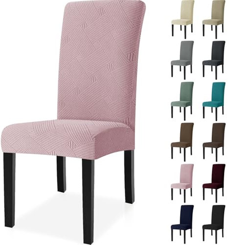 Ystyle Housse de Chaise 2 Pièces, Extensible Housse Chaise Salle à Manger, Universel Housse pour Chaise, Housses de Chaises Lavable, Moderne Couvre Chaise Protege Chaise Decoration, Rose