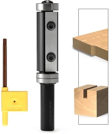 Wendeplatten Bündigfräser 12mm Schaft, Bündigfräser Oberfräse mit 2-Schnittflächen Austauschbare Hartmetall, D=19mm , NL=50mm Oben unten Lager Bündig Trimmen Router Bits für Kantenbearbeitung